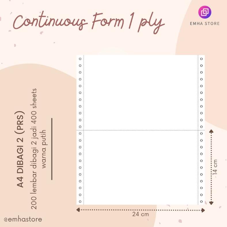 

SPH Kertas Continuous Form Struk PPOB PLN A4 Dibagi 2 1 Ply 200 Lembar 43