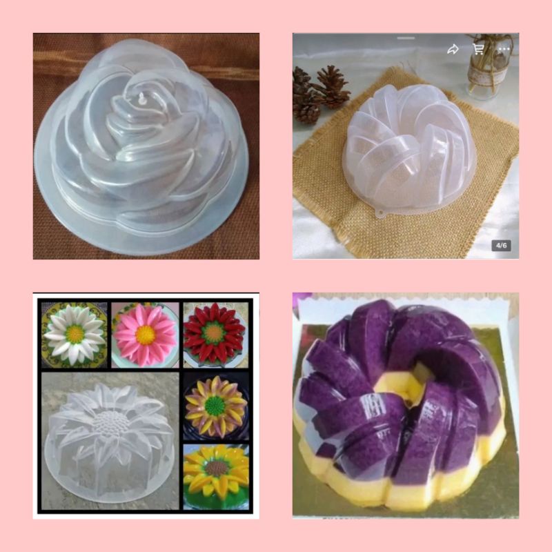cetakan puding plastik / cetakan puding plasttik bunga mawar / cetakan puding pelastik bunga matahar
