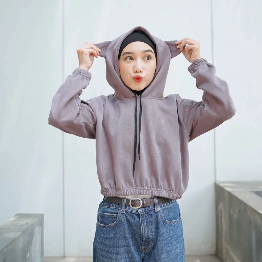 Sweater Crop Cute Bear Korean Style | Dhea Fashion