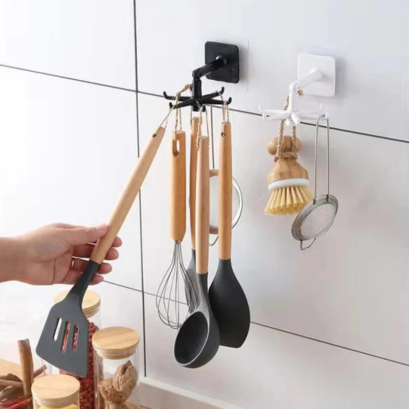 XOQ - Gantungan Spatula Barang Putar 360 Drajat 6 Hook / Gantungan Peralatan Masak Putar 6 Kait / Hanger / Gantungan