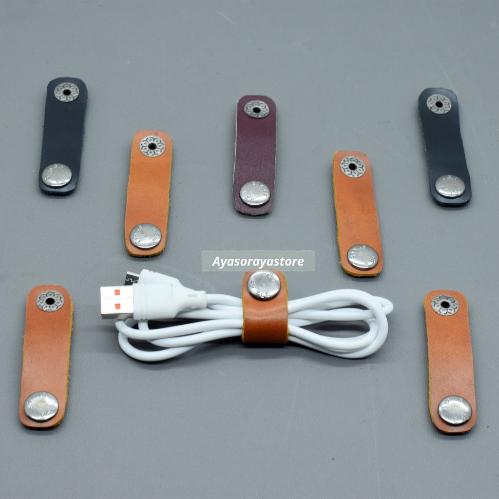 Klip Kabel Kulit Clip Cable Organizer Penjepit Kabel Hand Craft Bahan Kulit