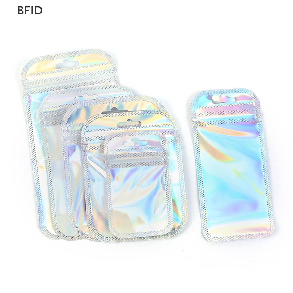 [BFID] 50pcs Laser Aluminium Foil Mylar Zip Lock Bags Reclosable Candy Pouch Packaging [ID]