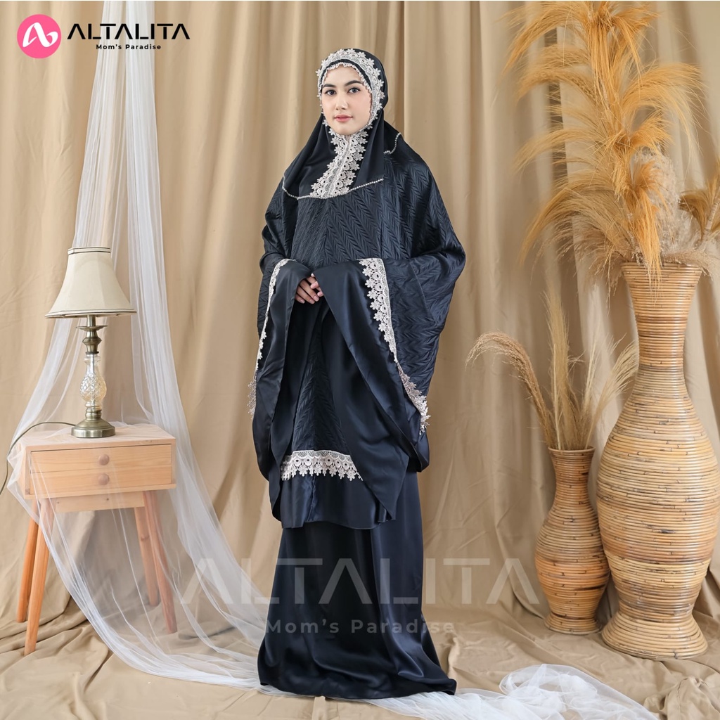 Altalita - Mukena Taleetha Dewasa Premium Renda Mewah Sutra Velvet Polos Jumbo Adem Terbaru