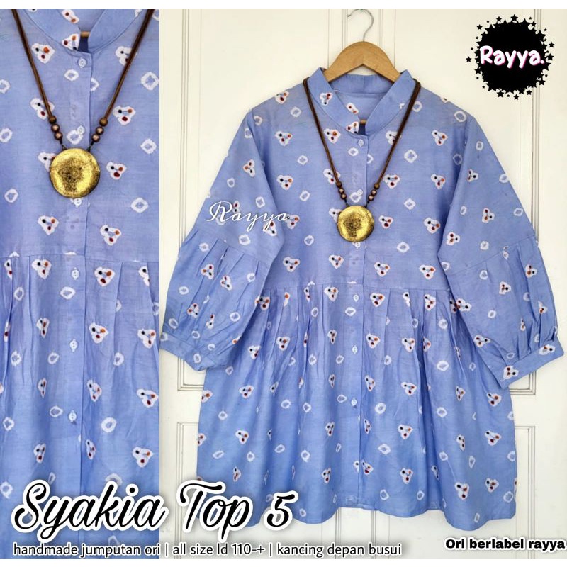 Blus kasmaran syakia top jumputan batik solo blus kancing depan