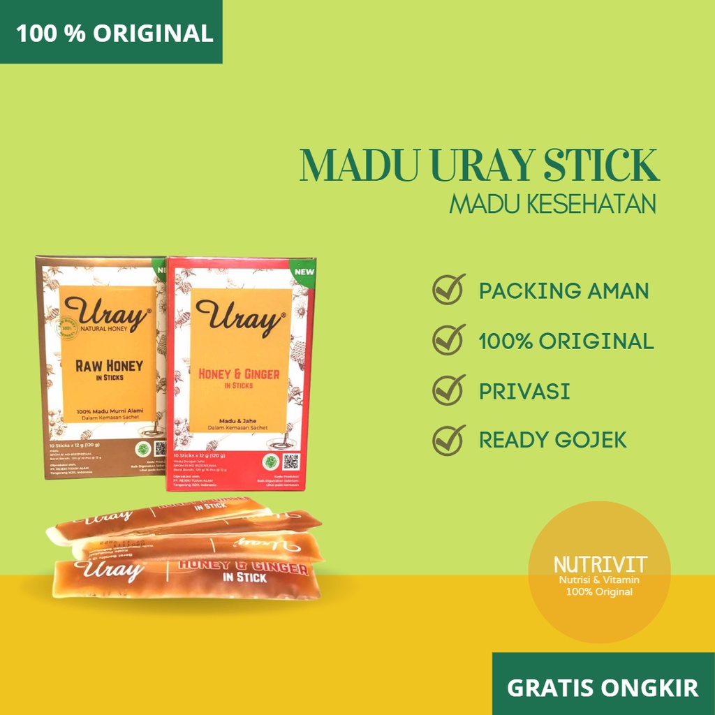 

Madu Uray Stick 10 Sachets raw honey / ginger