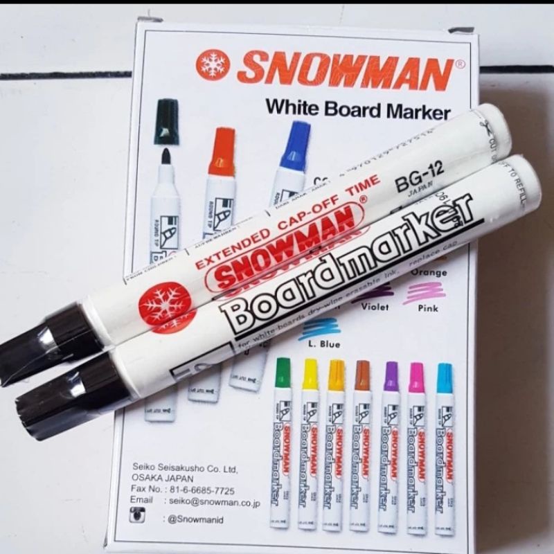 

Spidol SNOWMAN Boardmarker / Spidol Papan Tulis Putih Tinta Dapat Dihapus (Hitam)