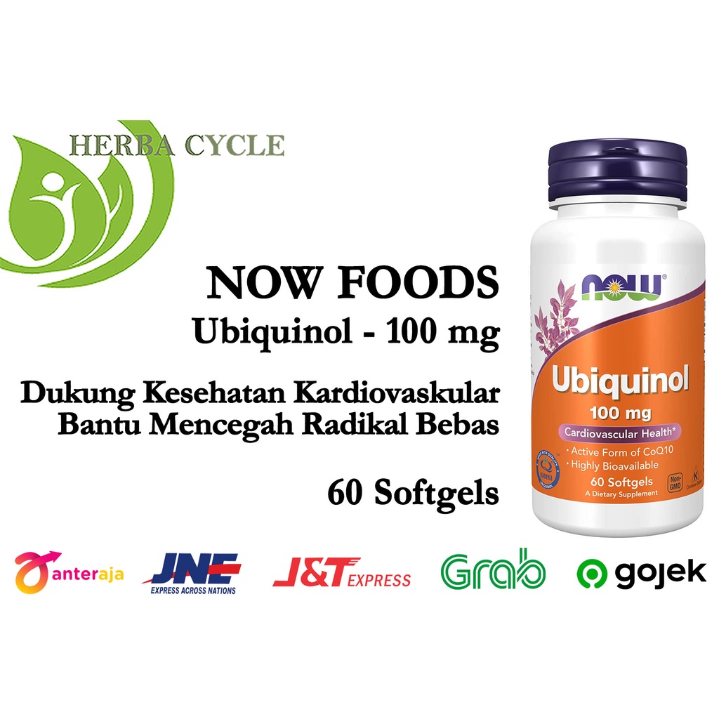 Now Food Ubiquinol 100 mg 60 Softgel CoQ10 Kesehatan Kardiovaskular ORI USA