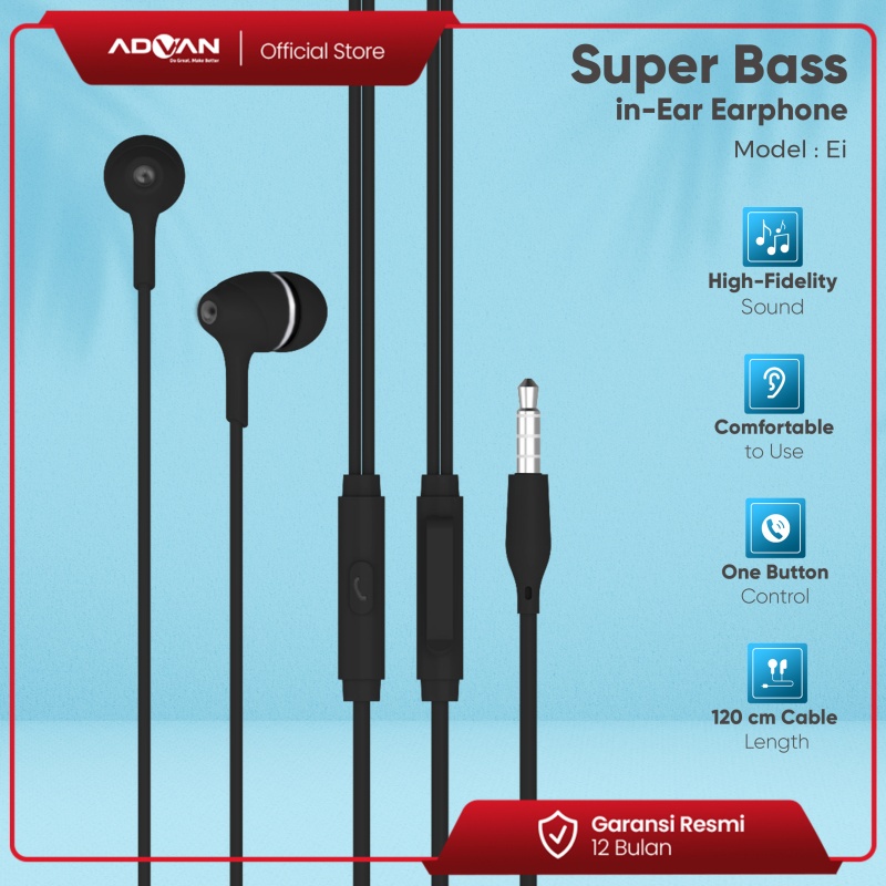 Advan StartGo In-Ear Earphone Headset E1 Super Bass - Black