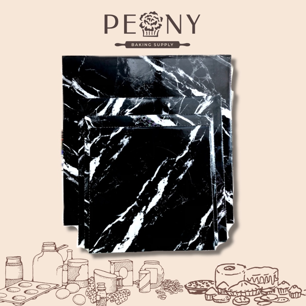 ALAS KUE MARBLE PUTIH, HITAM 30X30 CM (1 PCS)| GROSIR MIN.10 PCS