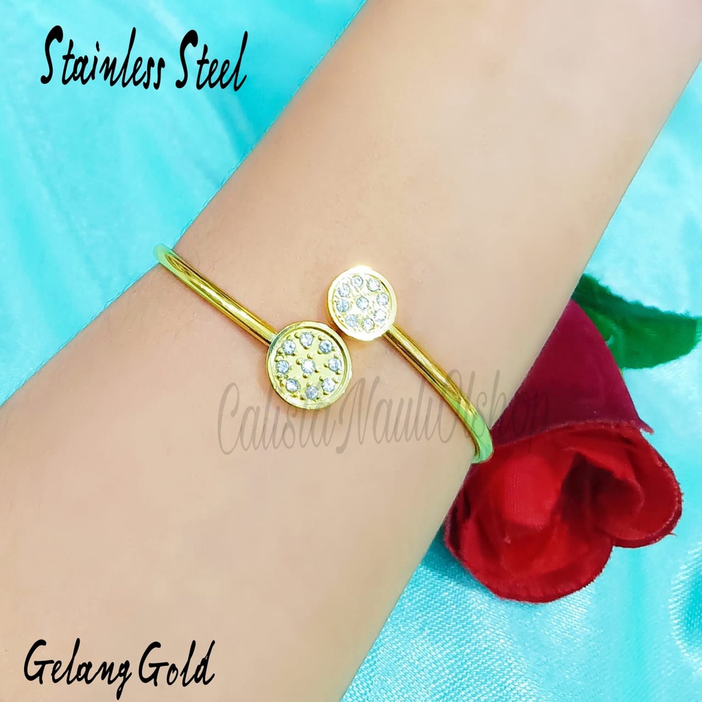 GELANG TITANIUM FLKSBL PERMATA PERHIASAN EMAS KOREA ANTI KARAT DAN ANTI LUNTUR