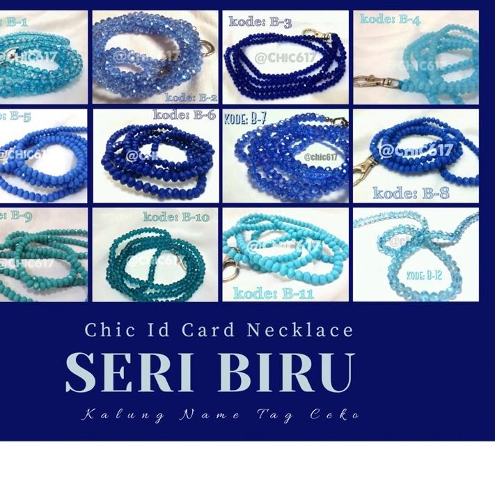 

Best Lanyard Beads Manik Kalung Name Tag Tali Nametag Mute Mote Id Card Necklace SERI BIRU