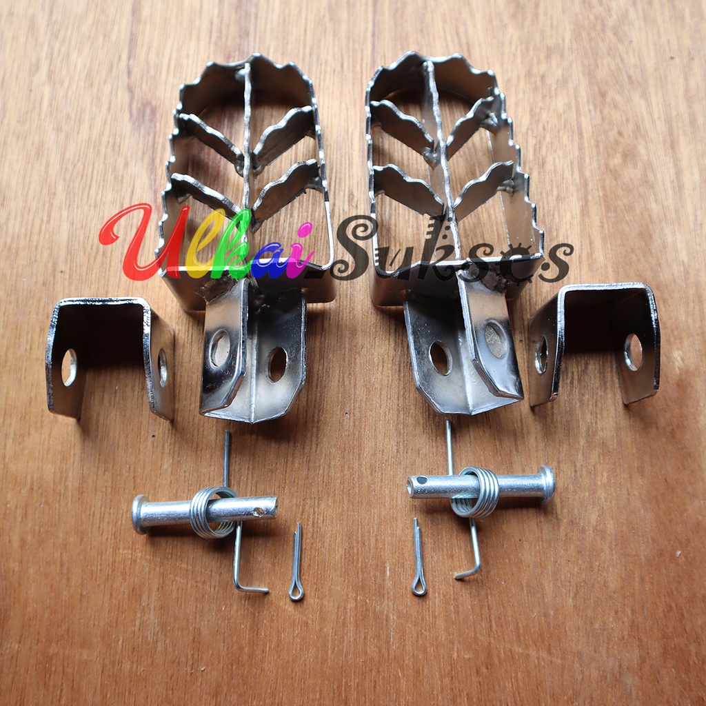 Variasi Aksesoris Step Depan Trail Gerigi Besi Chrome - Pijakan Step Motor Trail Murah