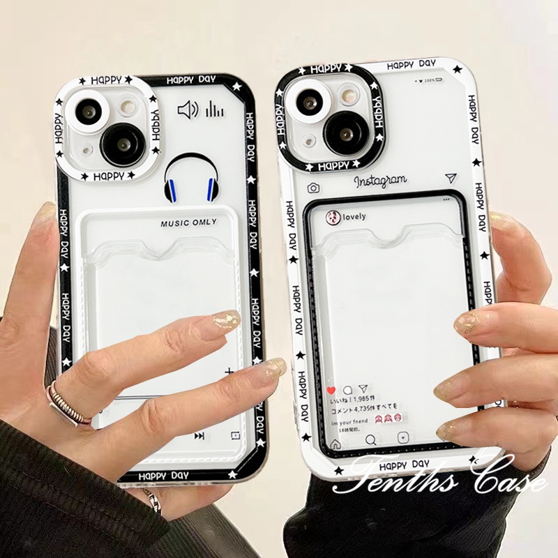 IPHONE Kompatibel Untuk Iphone14 13 12 11 Pro Max X XR Xs Max8 7 Plus SE 2020motif Sederhana Card Holder Phone Cas Soft Clear Cover