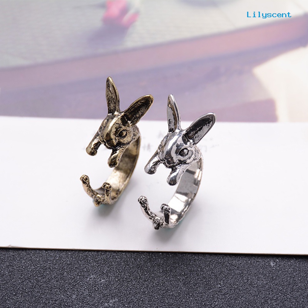 [LS] Vintage Rabbit Mid Finger Knuckle Opening Ring Pasangan Perhiasan Hadiah Ulang Tahun