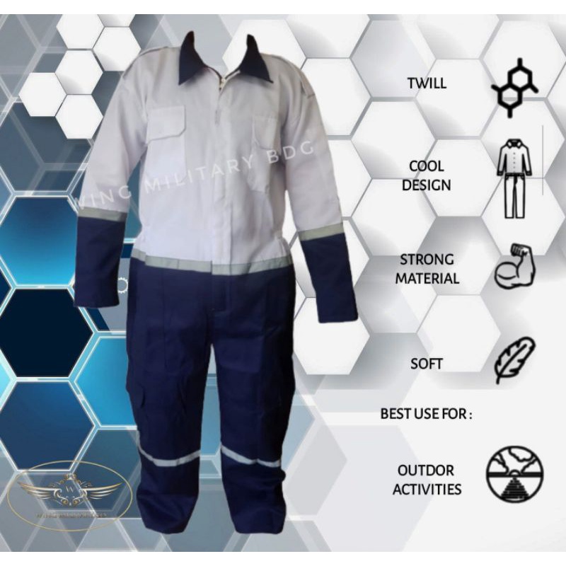 katelpak bengkel werpak coverall two tone