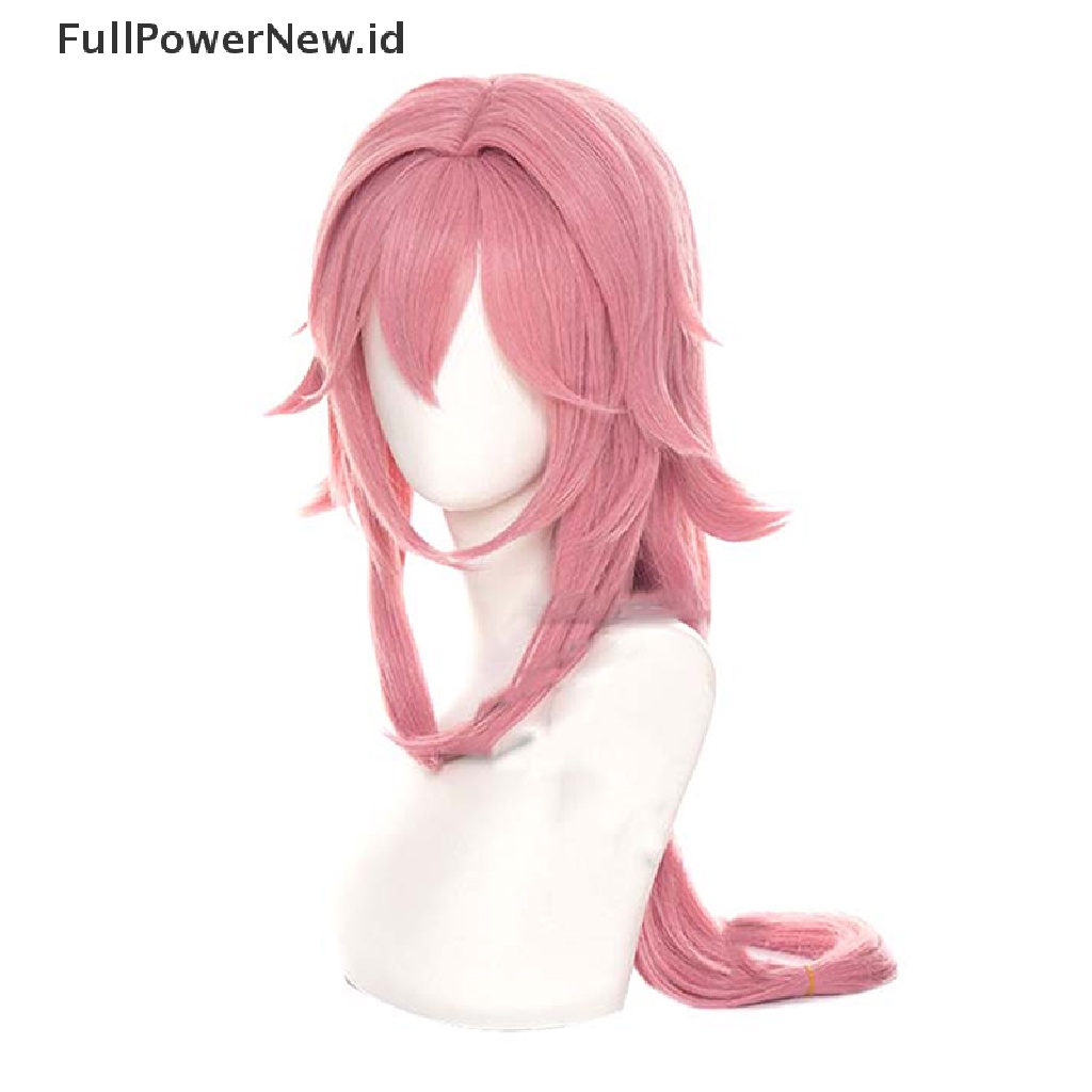 Power Genshin Impact Yae Guuji Cosplay Wig 80cm Pink Lurus Wig Rambut Tahan Panas ID