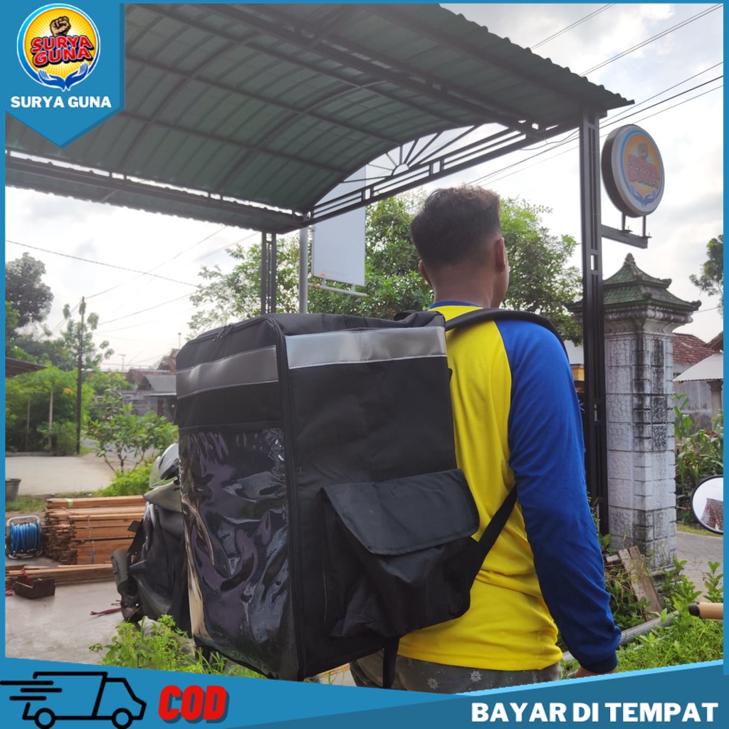 Jual tas motor kurir anti air tas motor hitam angkut barang cocok untuk delivery makanan pengantaran