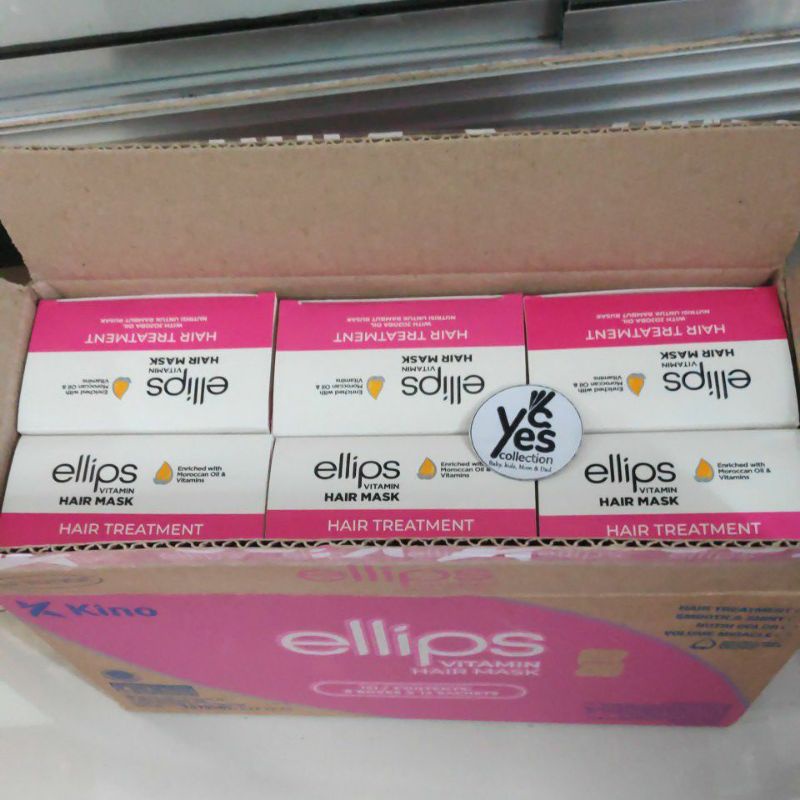Ellips Vitamin Hair Mask 1 Box isi 12 Sachet Hair Treatment - Repair Pro kerantin complex Elips Elip Saset Nutrisi Nutri Color Volume Miracle Smooth Shiny untuk Perawatan Rambut Rusak Hair Care