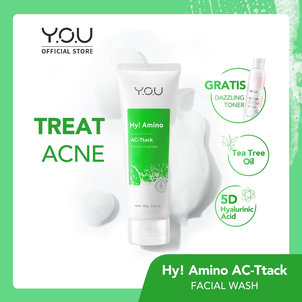 YOU 3-in-1 Acne Treatment Bundle | Anti Acne Facial Wash, Acneplus Spot Care, Triple UV Elixir Sunscreen | Obat Totol Jerawat Paket Skincare