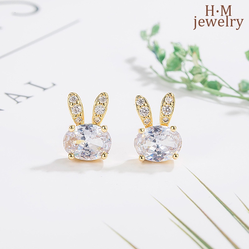 Anting Tusuk Zirkon Bunny AAA Anting Mewah Ringan Anting Kelas Atas2023Baru