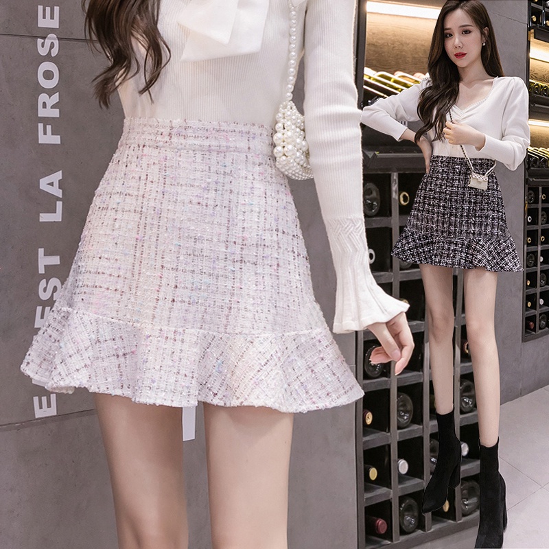 KARAKOREA 9803 Thylane Tweed Skirt/Rok Mini/Rok Pendek/Rok Pesta/Rok tweed/Rok Autumn/Rok Winter/Rok Korea Skirt