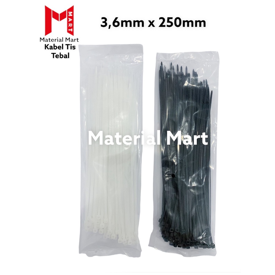 Kabel Ties Putih 25 cm | Cable Ties | Kabel Tis Hitam 250mm 100 pcs | Material Mart