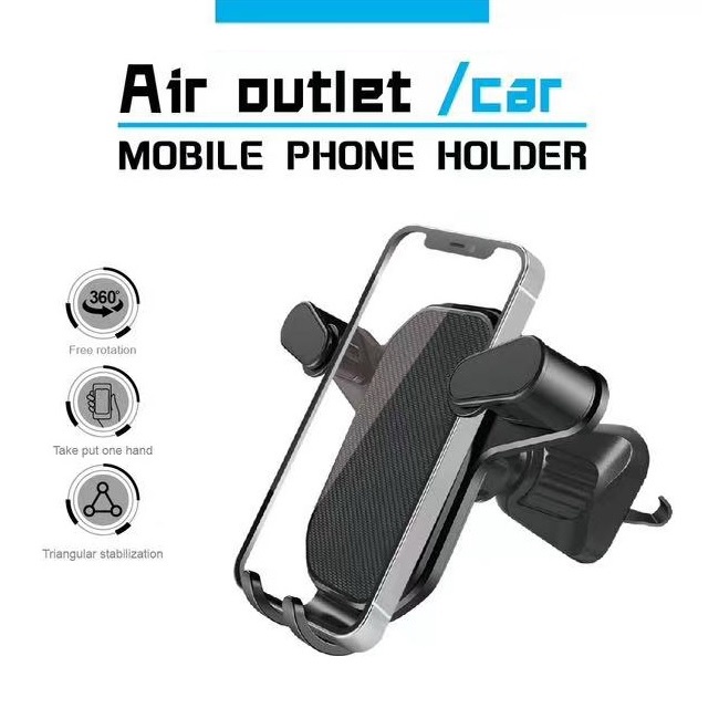 Holder HP Air Vent Mobil Jepit Dudukan Handphone Puter 360 Derajat Universal Mobile Car Phone Holder RT601