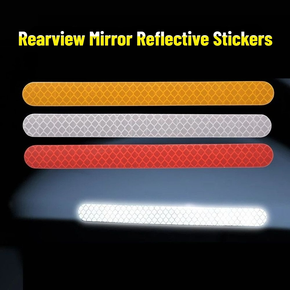 Stiker Reflektif Kaca Spion Mobil Malam Mengemudi Peringatan Keamanan Tape Reflektif Strip Reflektif Mobil Anti-Tabrakan Stiker Reflektif DIY Aksesoris Styling Mobil