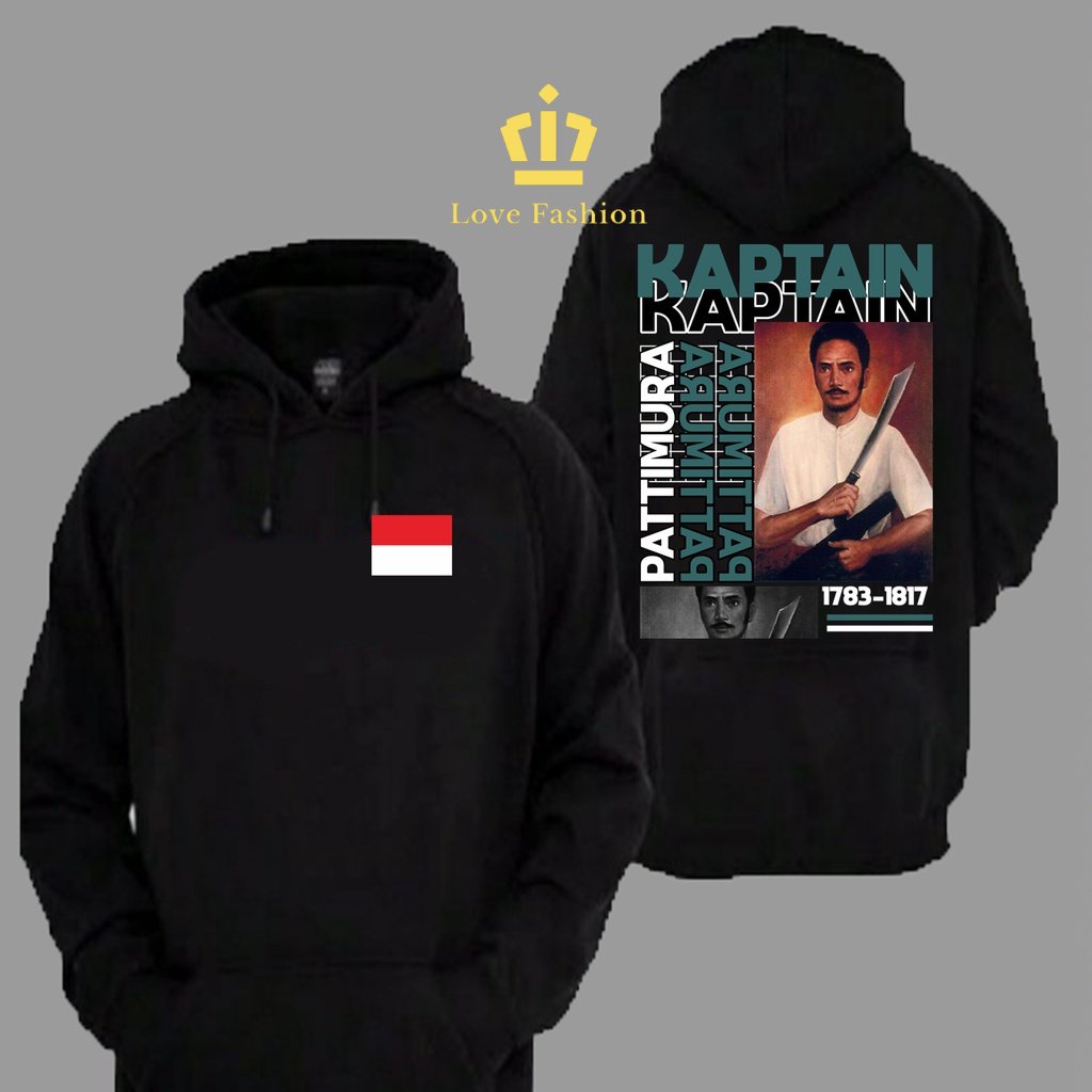 Sweater Hoodie Distro Uang Pahlawan Indonesia Kaptain Patimurah Kemerdekaan Premium Terbaru