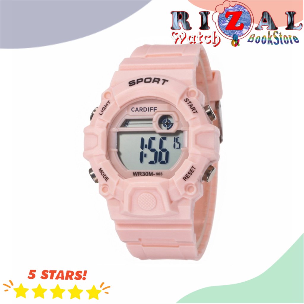 Terlarisss CARDIFF LCD 8663 Jam Tangan Sport Wanita Water Resist