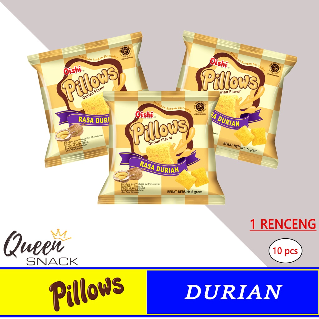 

Oishi Snack Pillows Durian Kemasan Bantal Satu Renceng