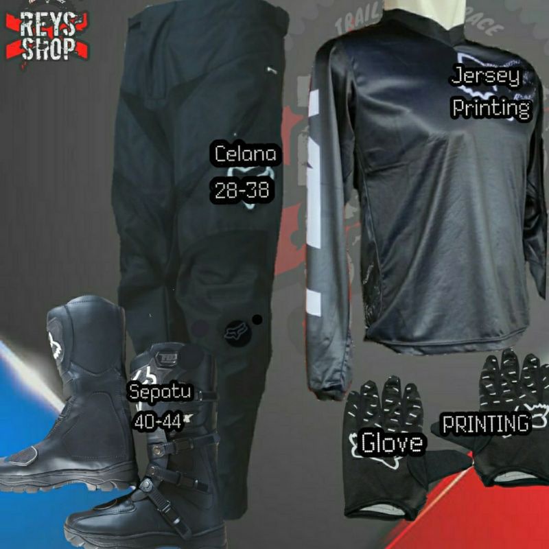 SETELAN BAJU TRAIL CROSS set DEWASA sepatu Jersey celana glove cross trail offroad