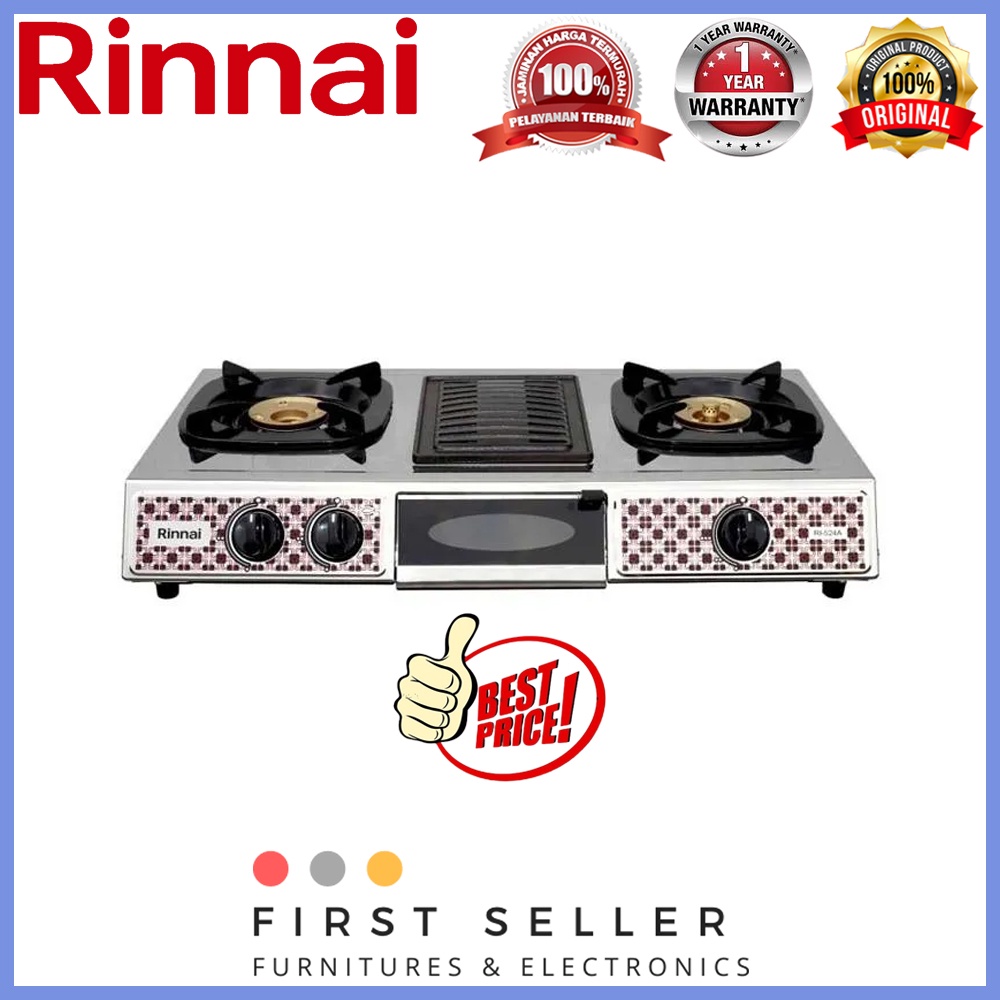 RINNAI KOMPOR + GRILL PANGGANAN RI 524A / RI-524A (2 TUNGKU)