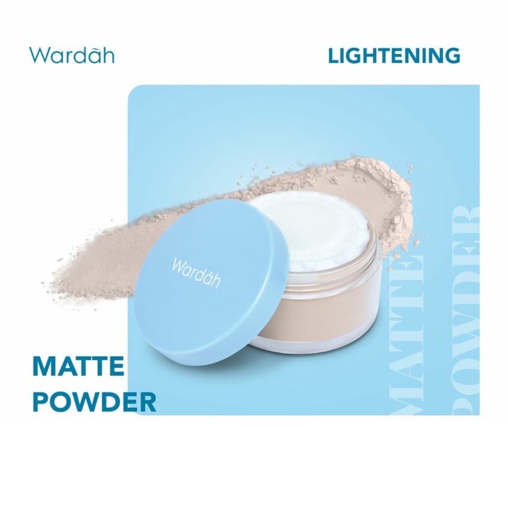 WARDAH Lightening Matte Powder Indonesia / Bedak Tabur 20g / Natural Matte Finish Oil Control UV Protection Microbright Formula SPF 15 PA++ Loose Powder High Coverage Mencerahkan Halus / Cosmetic Makeup Face Make Up / Compact BB Cream Concealer / Series