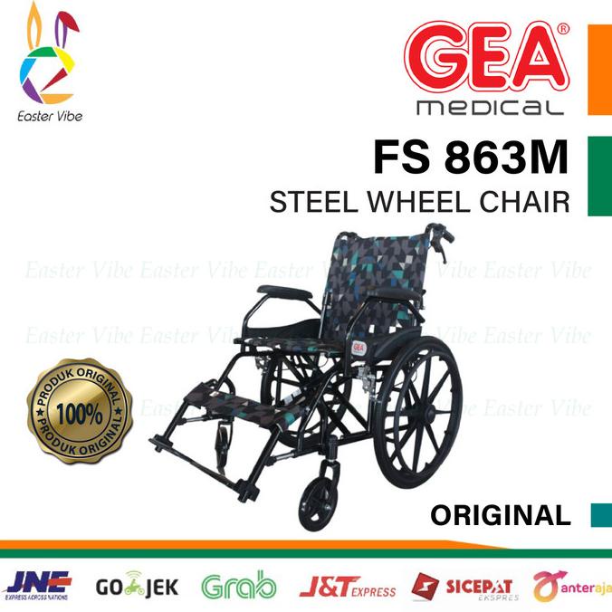 Gea Kursi Roda Fs 863 Blacksteel Roda Besar - Wheelchair Gea Fs863