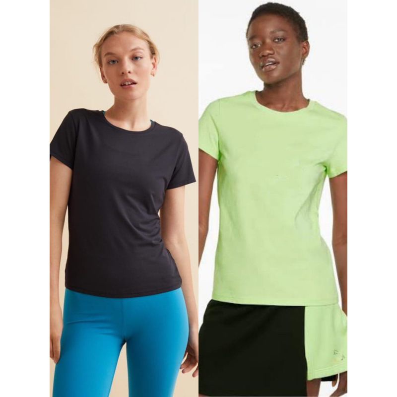 Hnm Sport Top  tee crew Neck Kaos Wanita Original