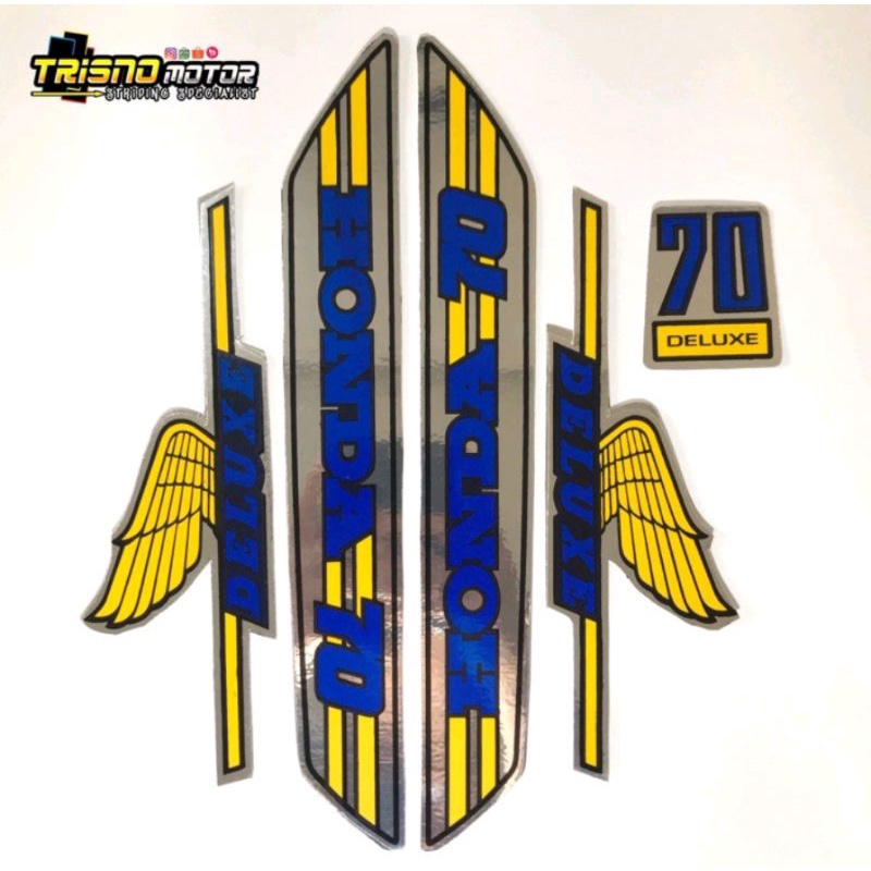 Striping list body motor Honda C70 warna Kuning Chrome