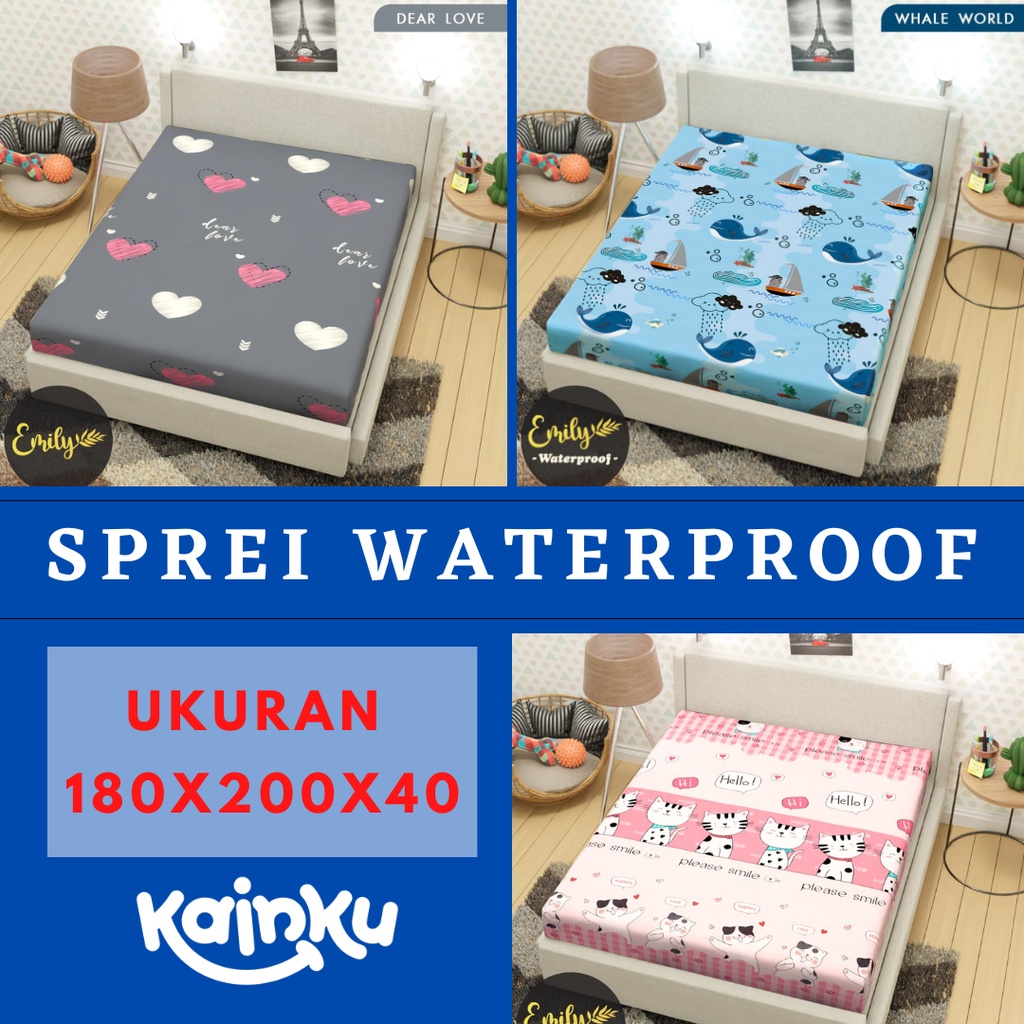 Sprei Tinggi 40 Waterproof  Ukuran 180x200 MOTIF anti air anti ompol #WP180T40