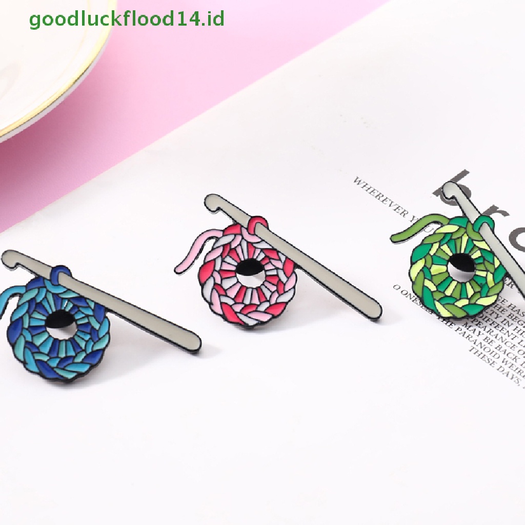 [GOOGFOUR] Knitg Wool Ball Crochet Hook Enamel Bros Sweater Badge Knitter Lapel Pin [Atasan]