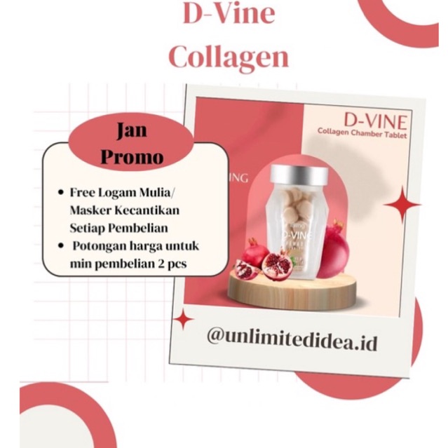 Dvine D-vine collagen original isi 60 butir non barcode segel flash sale