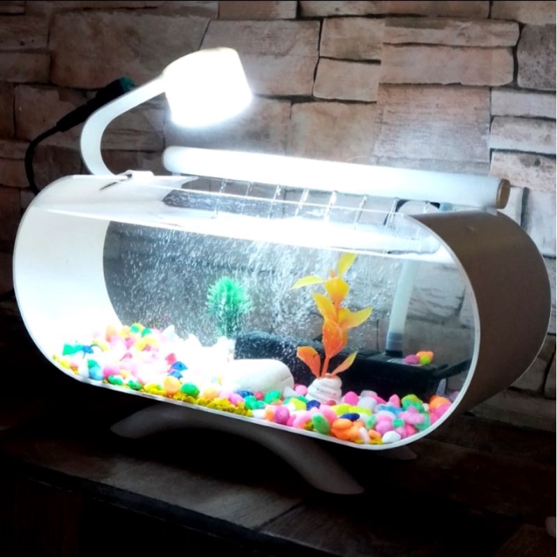 RK Aquarium mini akrilik unik ikan hias full set
