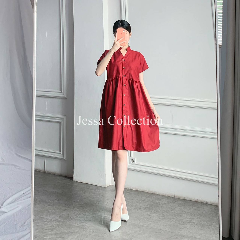Premium Soren Button Dress th 435 COTTON