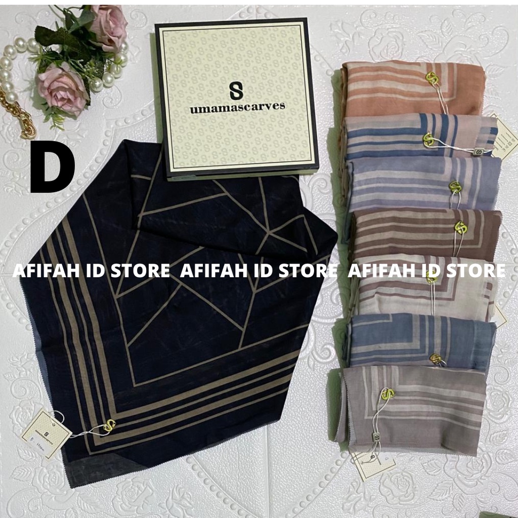 AFIFAH ID STORE Umama Scarves Jilbab Segiempat Motif Umama, Kerudung Voal Motif Digital Premium (Original)