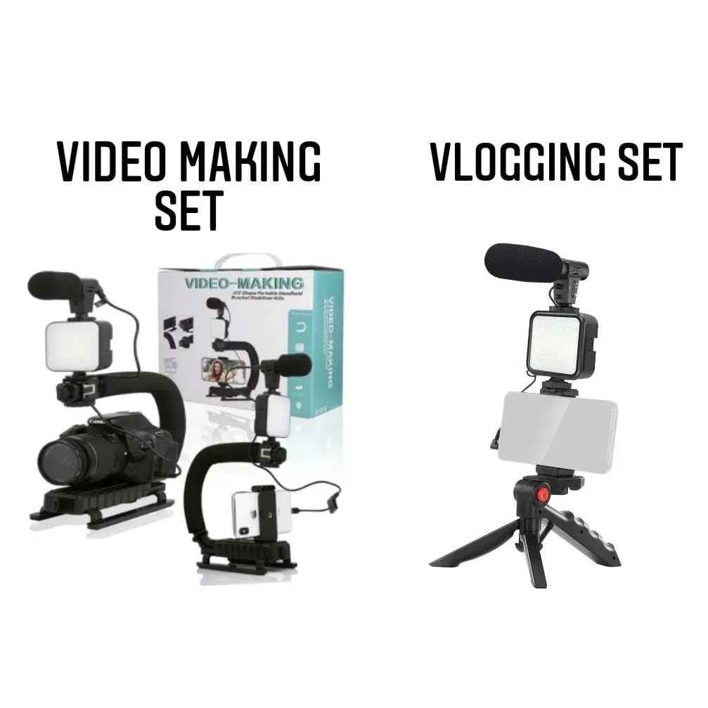 Video Making Set / AY-49 Tripod Video Making Kit Bluetooth Mic LAMPU LED Tripod Vlogging A3 Baterai Audio Cable 3.5mm
