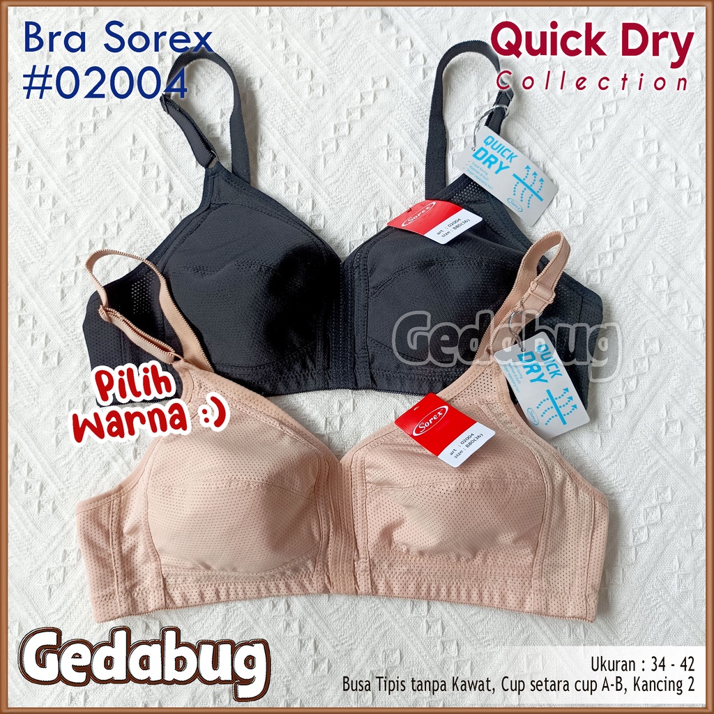 Bra Sorex Quick Dry 02004 | BH Wanita dewasa Berpori Cup Besar Kait 2 | Gedabug