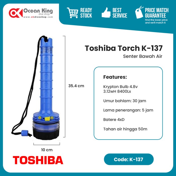 {GrandStore} SENTER TOSHIBA K-137 / TORCH TOSHIBA K-137 BLUE Diskon