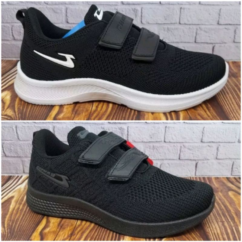 SEPATU SEKOLAH PEREKAT HITAM PUTIH THOMAS / SEPATU SEKOLAH PEREKAT HITAM POLOS / SEPATU ANAK SEKOLAH PEREKAT THOMAS