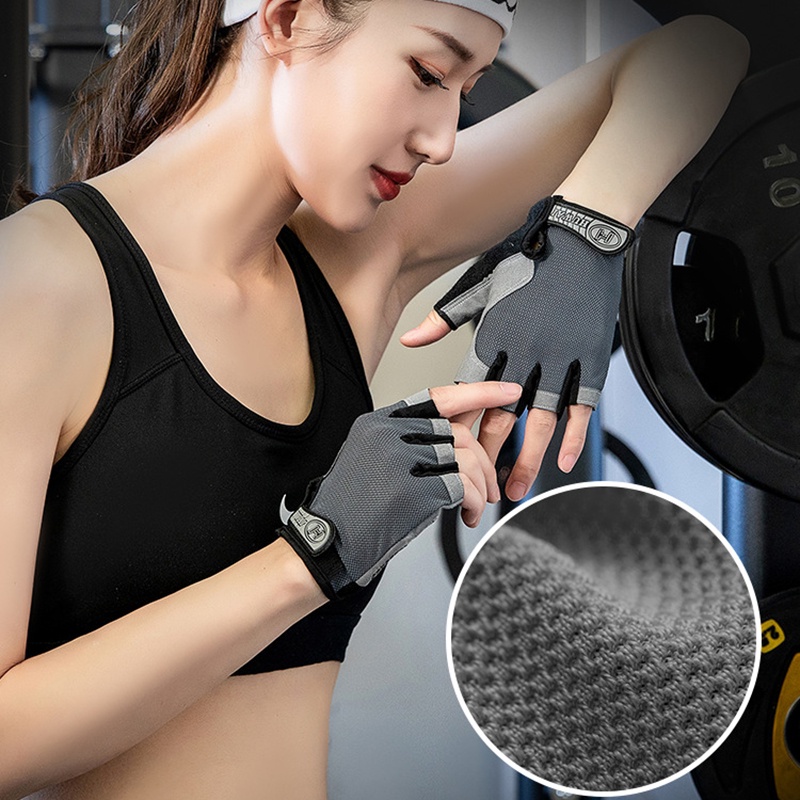 (COD) Sarung Tangan Fitness Half Finger Anti-Slip Glove Motor Sepeda Gym Sarung Tangan Olahraga Kaos Tangan Motor