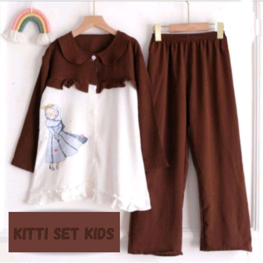 Kitti set kids /Setelan sablon anak perempuan /COD
