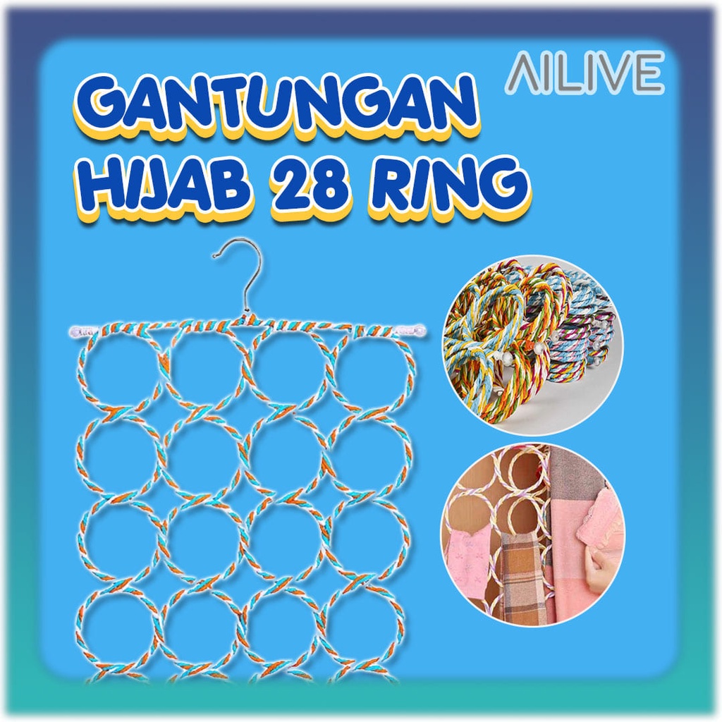 Gantungan Jilbab Hanger Bulat 28 Ring Untuk Hijab Jilbab Kerudung Dasi Syal